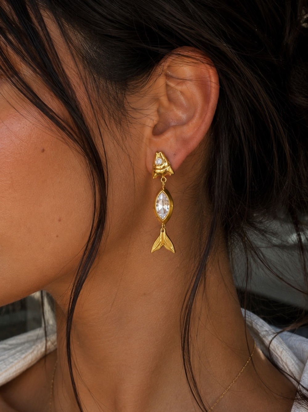 18K Gold Plated Mermaid Tail Drop Earrings